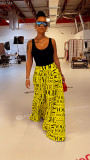 Printed casual vogue letters wide-leg culottes with pockets SD3109