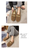 2021 autumn new large size foreign trade low-heeled flat-bottomed low-top spot suede warm round head solid color single shoes women HWJ749