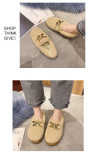 2021 autumn new large size foreign trade low-heeled flat-bottomed low-top spot suede warm round head solid color single shoes women HWJ749