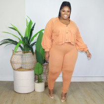 Plus size suit solid color buttons casual simple fat sister plus size women's clothing XR3007