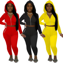 Casual Fashion Suit Zipper Hooded Sportswear Women's Two-Piece Suit ZH8557