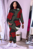 Fat lady leisure sports suit camouflage print plus size two-piece suit ZH8562