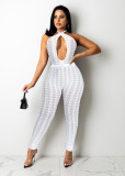 Sexy European and American houndstooth mesh V-neck low waist two-piece shorts nightclub A7198