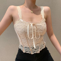 The new solid color hollow inside with lace self-cultivation type hedging sexy vest KH21057PF