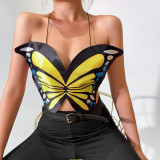 2021 new women's ins sexy halter butterfly print suspender nightclub style top HY21321