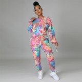 Digital printing color leopard print fashion two-piece women's suit F117-1