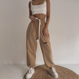 Street hot girl wind hole sweatpants women loose and thin elastic casual pants high-waist straight-leg pants QY21454