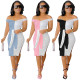 Women's fashion small pit stripe color matching dress with personalized straps, deep V, can leak shoulders YM209