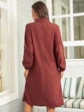 Autumn long solid color shirt loose casual long-sleeved dress TH556