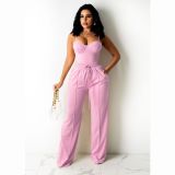 New women's camisole three-dimensional wide-leg suit with drawstring CY1345