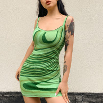 Sexy 2021 summer fashion new women's sexy irregular water ripple printing sling bag hip skirt OYW73714