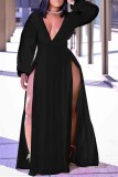 Women's sexy casual style long-sleeved V-neck long-sleeved dress H2296