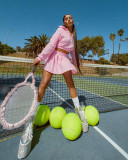 Women's Tennis Uniform Solid Color Velvet Pleated Mini Skirt Set Two Piece Set DN8632