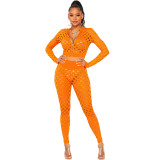 Sexy ripped tight two-piece suit HY5240