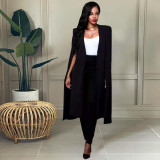 Fashionable women's clothing personality solid color long large cloak suit two-piece suit TK6198