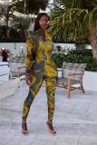 Fashion autumn and winter marble pattern digital printing skinny sexy jumpsuit Y81342