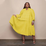 Large size solid color folded popular dress QS51049