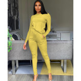 Women's autumn and winter pure color temperament casual two-piece long-sleeved trousers suit FA8103
