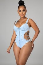 New women's clothing, wash water and make old chains, sleeveless suspenders, sexy denim jumpsuits, swimsuits A3281