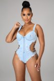 New women's clothing, wash water and make old chains, sleeveless suspenders, sexy denim jumpsuits, swimsuits A3281