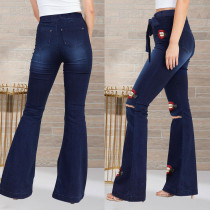 Women's Fashion Printed Denim Sweatpants YH9774