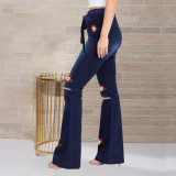 Women's Fashion Printed Denim Sweatpants YH9774