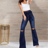 Women's high-rise slim-fit ripped jeans PT8045