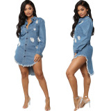 Casual fashion women's denim jacket dress SMR10662