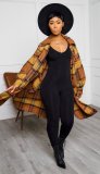 Plus size women's woolen fleece fashion contrast split jacket jacket H1749