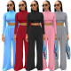 Women's high-neck solid color casual wide-leg pants long-sleeved 5-color suit ALS268