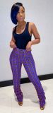 Printed pleated pleated hip-lifting slim-fit micro-flared sweatpants women CM2163