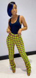 Printed pleated pleated hip-lifting slim-fit micro-flared sweatpants women CM2163