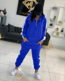 Sexy fashion solid color stitching hooded sweatshirt sports suit YX9299