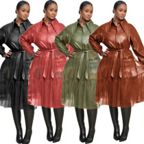 Women's autumn and winter flocking soft leather mesh stitching jacket coat windbreaker C641