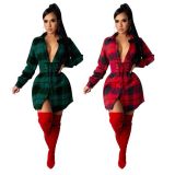 New autumn and winter shirt skirt plaid dress casual dress F88314