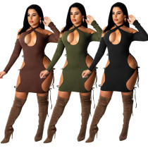 Women's Hanging Neck Strap Hollow Sexy Dress H88989