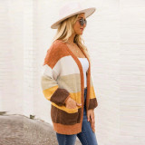 Fashion Striped Sweater Cardigan Color Block Jacket Top MY072