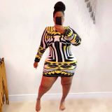 Oversized Women's Printed Skinny Sexy Bright Color Dress L756