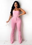 Women's hot style sexy tube top strapless slim flared trousers nightclub suit HANI2162