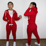 Women's autumn and winter new fleece sweater sports and leisure suit thickened zipper hooded two-piece suit F179
