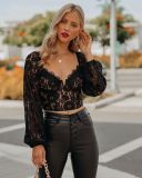 Autumn new style V-neck sexy lace bottoming top S21Y5045