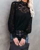 New product fall/winter stand-up collar commuter lace top (with lining) S21Y5048