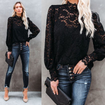 New product fall/winter stand-up collar commuter lace top (with lining) S21Y5048