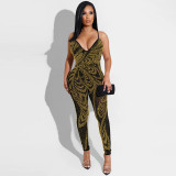 Women's sexy nightclub net yarn see-through milk silk suspender trousers jumpsuit X5280