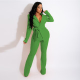 Pure color professional V-neck sexy two-piece fashion women's suit F185