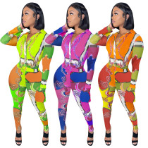 New fashion sexy slim positioning printing jumpsuit FE195