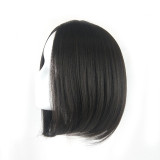 Wig female black short straight hair center point bobo wave head high temperature silk chemical fiber hair button net headgear