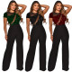 Women's irregular sequin stitching wide-leg pants