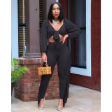 Women's spring and autumn new women's wrapped chest long-sleeved tight sexy tassel suit