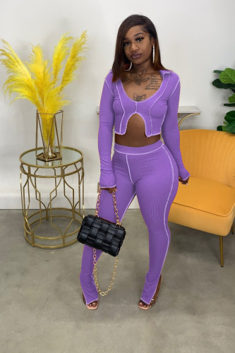 New women's clothing, pit stripe, personalized car line, exposed split micro-flared pants sexy suit